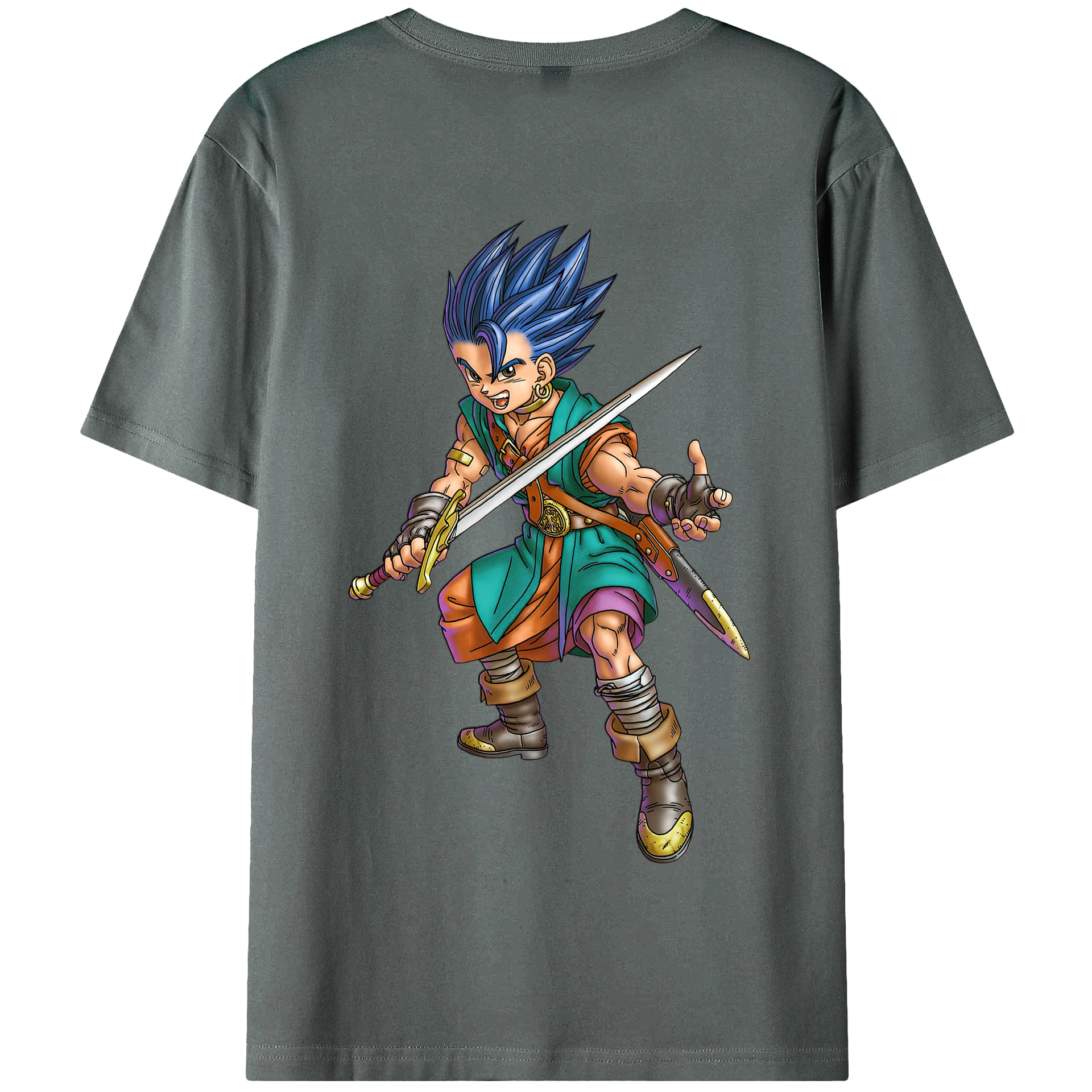 （画像用） ドラゴンクエスト Doragon Kuesuto Dragon Quest 綿100％半袖Tシャツ（背面プリント）